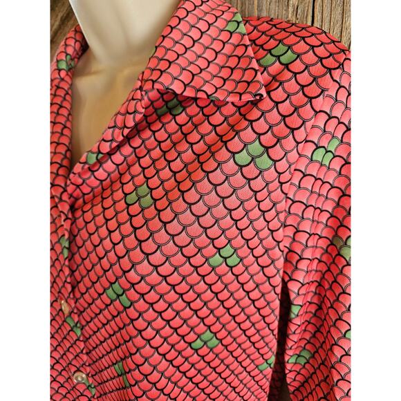 Vintage 90s mister reno of California rare retro neon pink green snakeskin top M - Picture 2 of 6